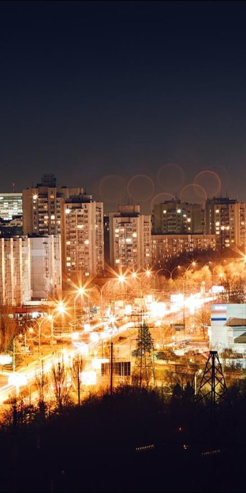Evening nightlife ambiance in Chişinău