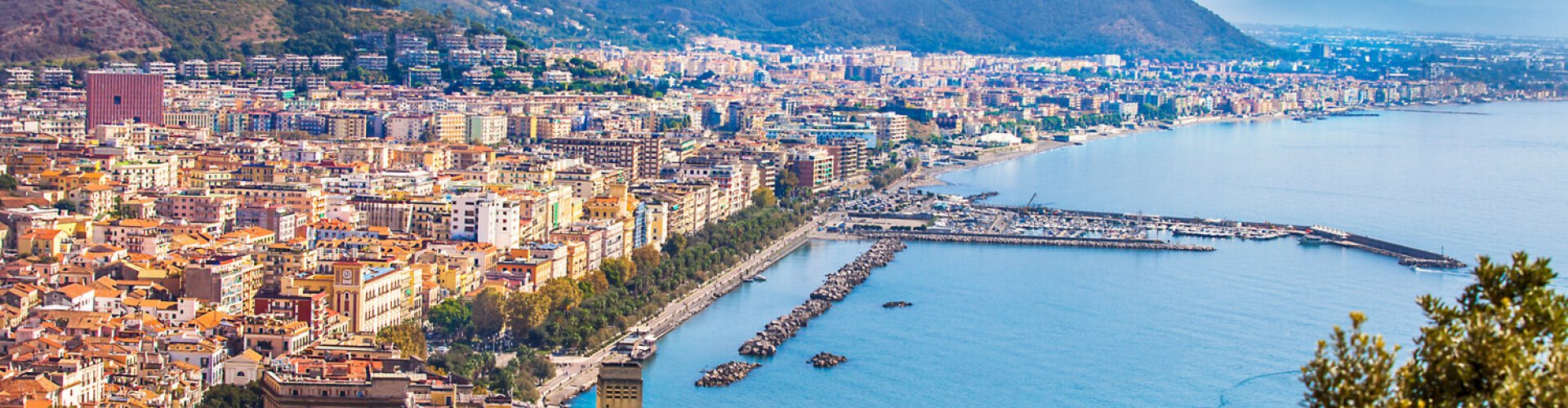 Nighttime city view of Salerno, IT